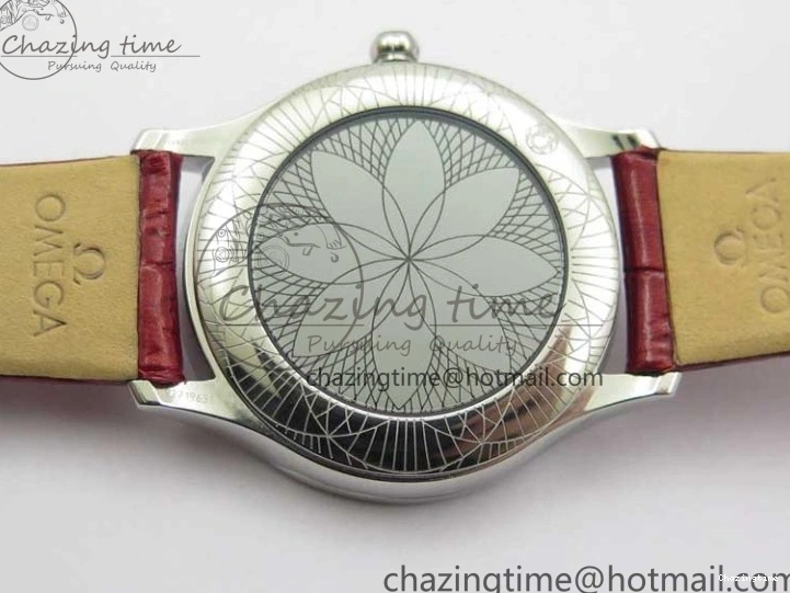 0402 Ladies’ De Ville Trésor Diamond SS 3AF 1:1 Best Edition White Dial On Red Leather Strap Swiss Quartz Snug 7885